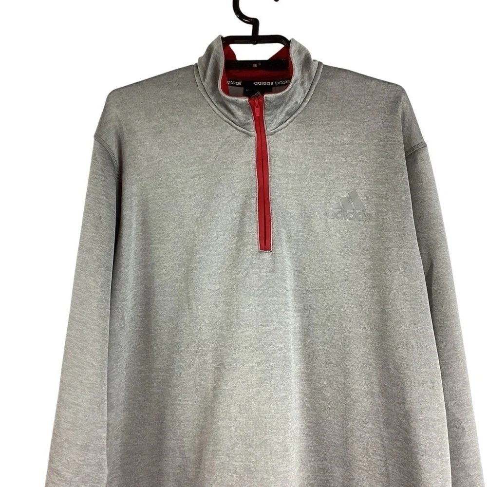 Adidas Basketball 1/4 Zip Pullover Size M Gray Red